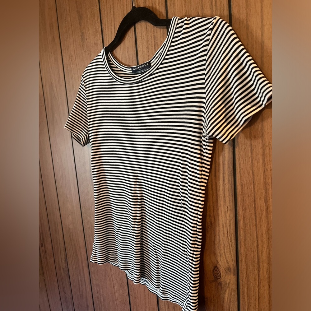 Brandy Melville black and white striped tee